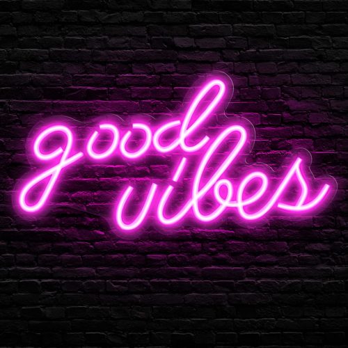 Olekki Pink Good Vibes Neon Sign